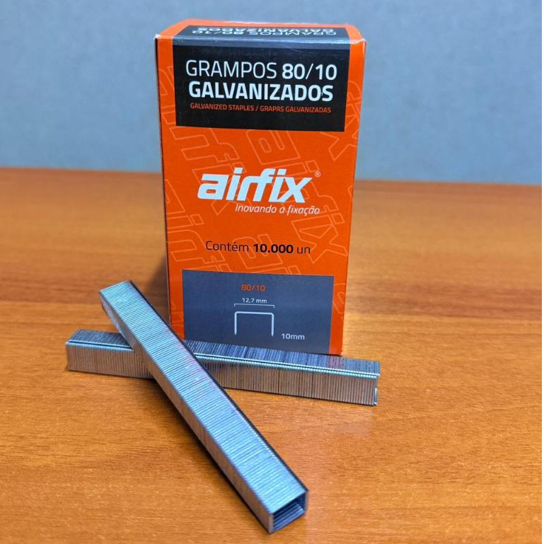 Grampo 80/10 Airfix cx 10.000 grampos tapeceiro para Grampeador pneumático - Quantidades Variadas em Oferta na Shopee