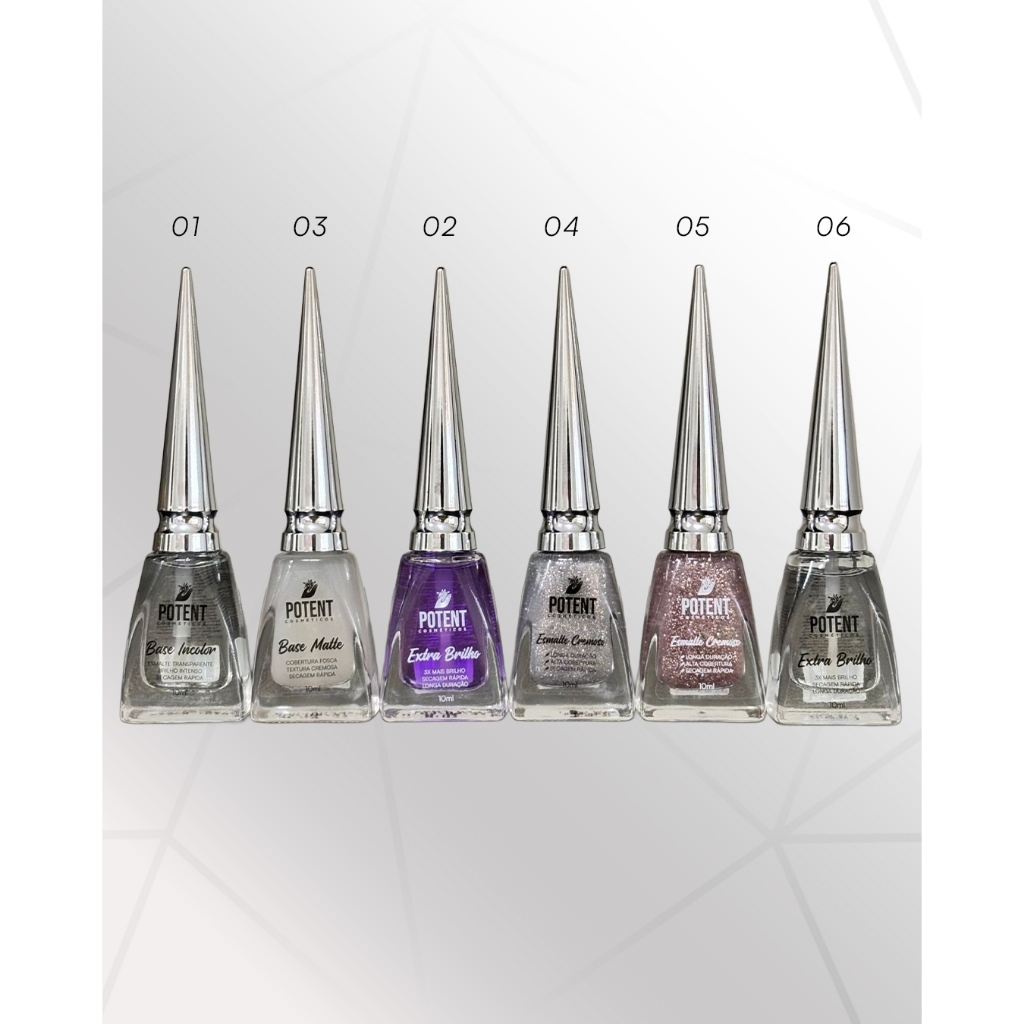 Kit 6 Esmaltes tradicionais 10ml Potent Nails. em Oferta na Shopee