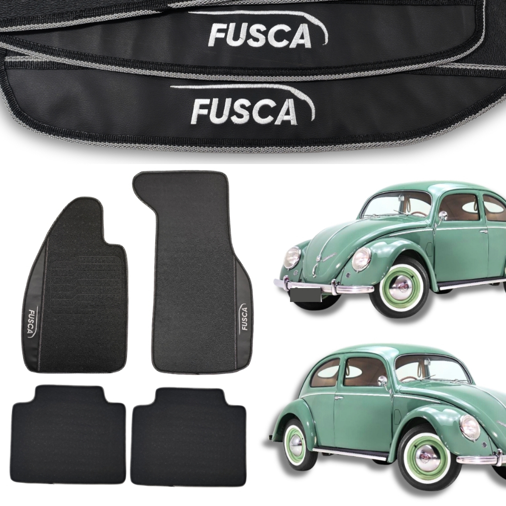 Tapete para Fusca 1600 1951 1952 1953 1954 a 1994 1995 1996 Borracha - 4 peças Sob Medida Preto