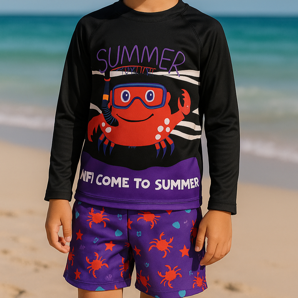 Conjunto Sunga Boxer e Blusa Térmica Infantil Menino Proteção UV 50+ Moda Praia Piscina Natação em Oferta na Shopee