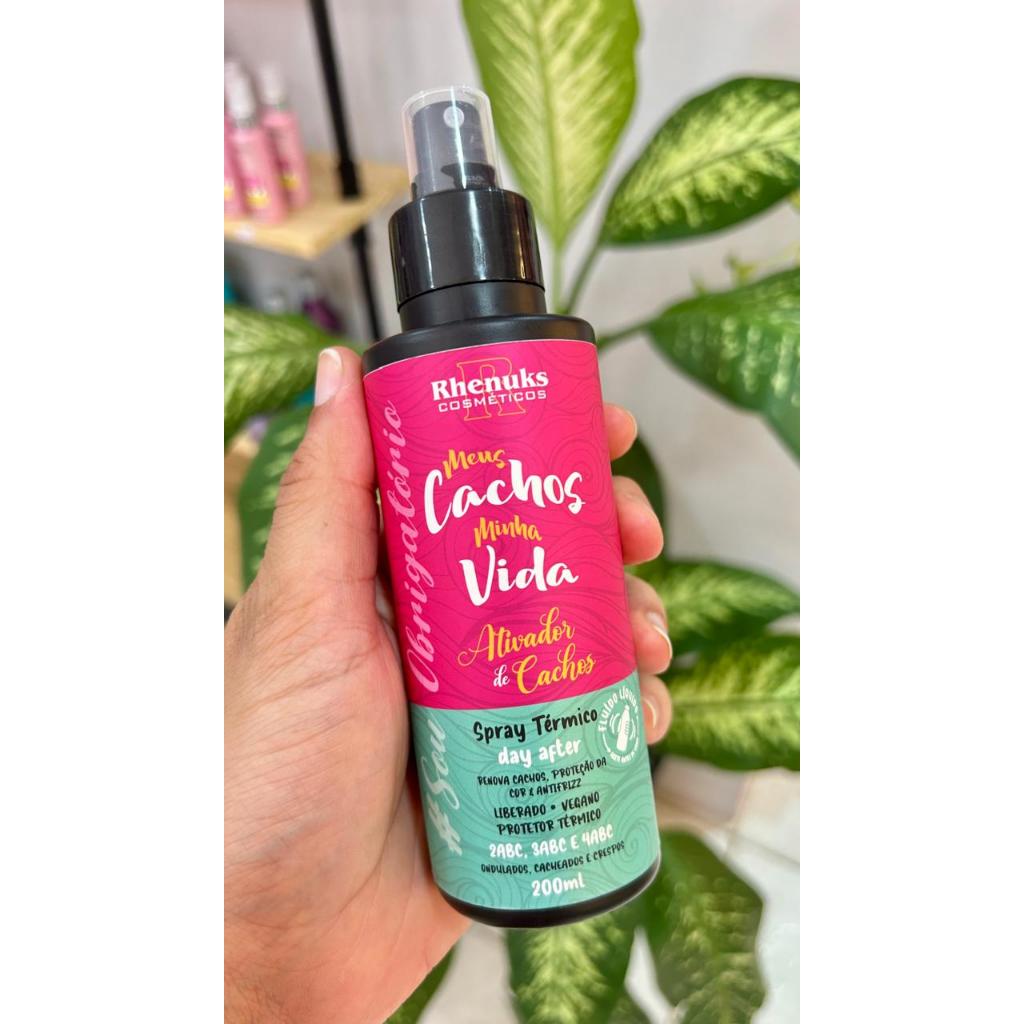 Kit Spray Capilar Brilhante + Spray Capilar Ativador de Cachos e Protetor Térmico 200ml Rhenuks