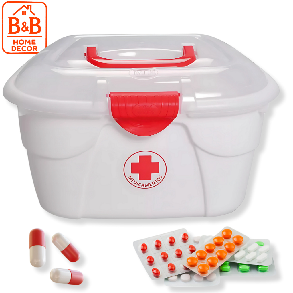 Maleta Porta Medicamentos Grande e Pequena com Alça Enfermagem Curativo Remédio Primeiros Socorros