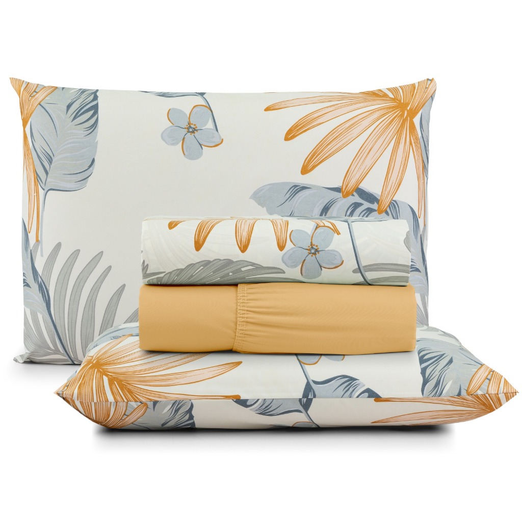 Jogo De Cama Lençol Casal Padrão Box 04 Peças Micropercal 200 Fios