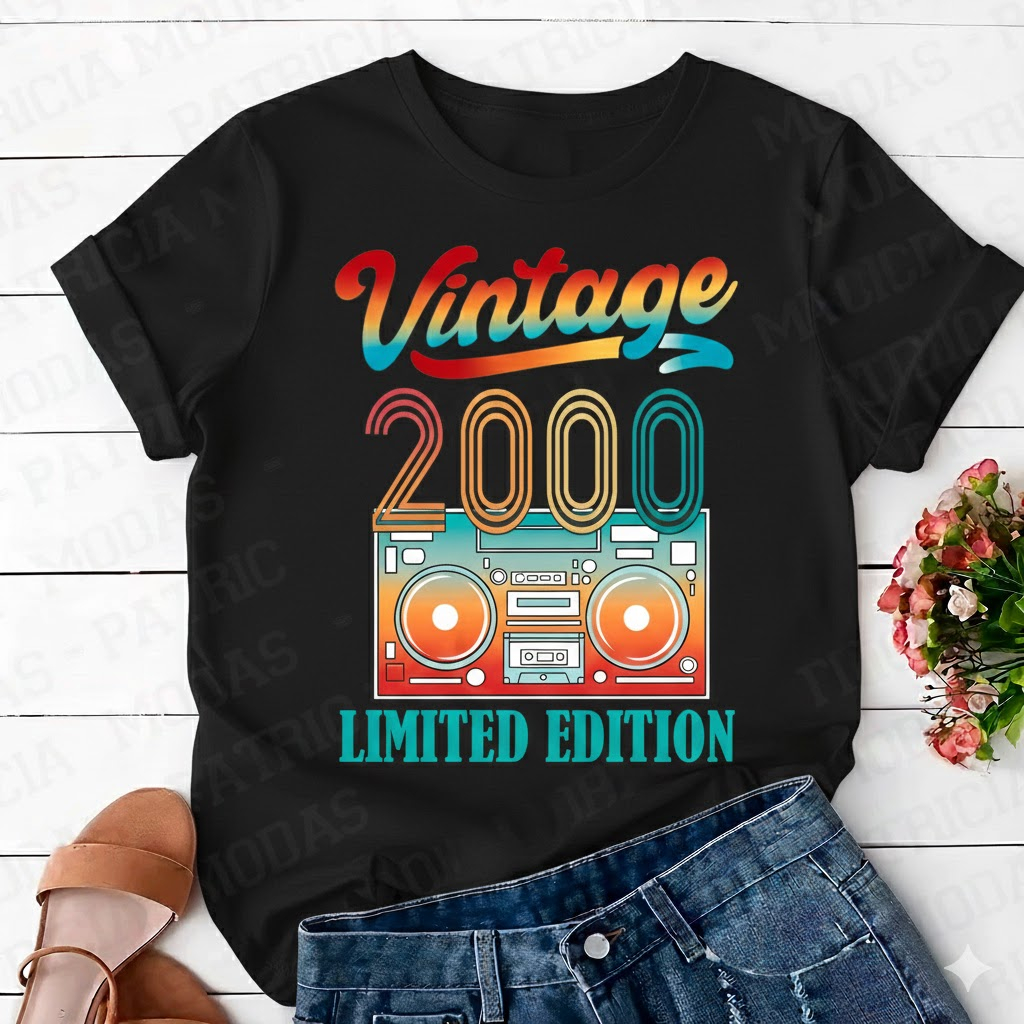 Camiseta Estampada Unissex T-shirt Vintage 2000 Personalizada Em Alta Verão Casual Mulher