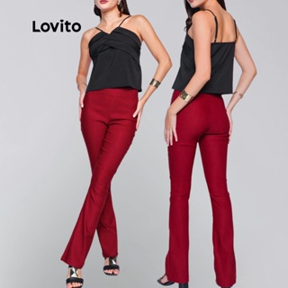 Lovito Calça Flare Casual Lisa com Zíper Feminina PTB1107BRL1137 em Oferta na Shopee