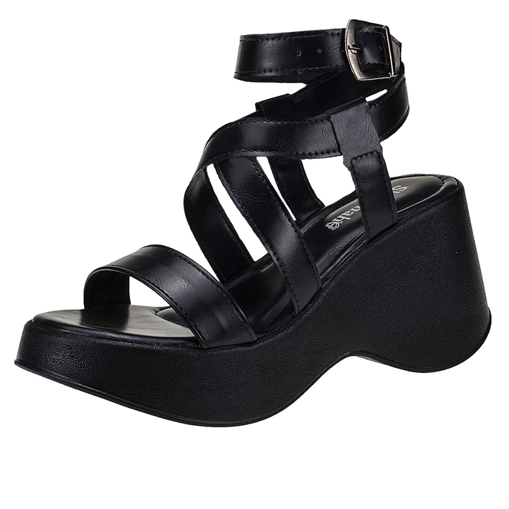 Sandália Feminina Plataforma Flat Salto Anabela Shekinah Tiras Cruzadas Leve Confortável Macia Moda em Oferta na Shopee