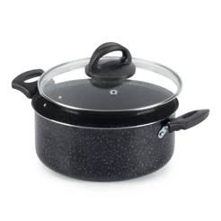 Panela Caçarola Antiaderente Tampa Vidro 22Cm 3L Preto Nacional