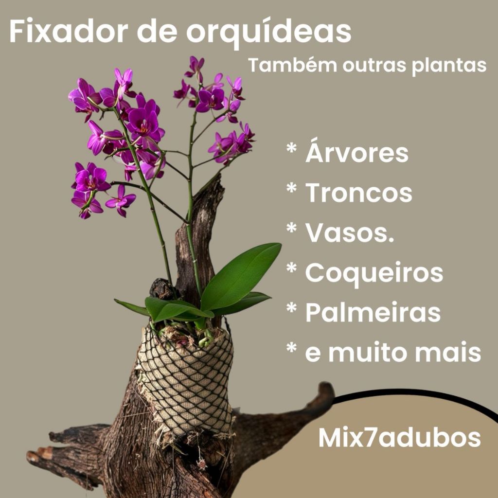 Kits 6, 12 e 24 Fixador de Orquideas, suporte para plantas premium com Tela, sphagno, barbante e Juta na medida certa
