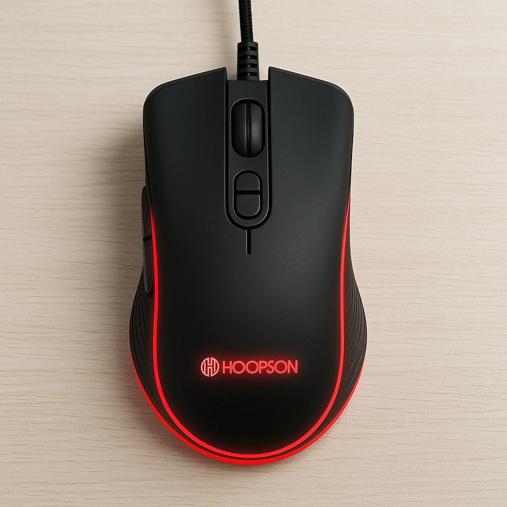 Mouse Gamer com LED Switch Omron DPI Ajustável até 3600 Ergonômico USB com Cabo Reforçado 1,80m