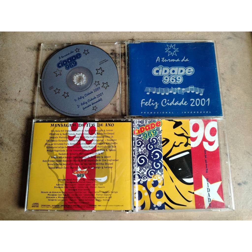 Cds Promos Radio Cidade - Feliz Cidade 99 e 2001 Mensagens de Fim de Ano Diversos Artistas