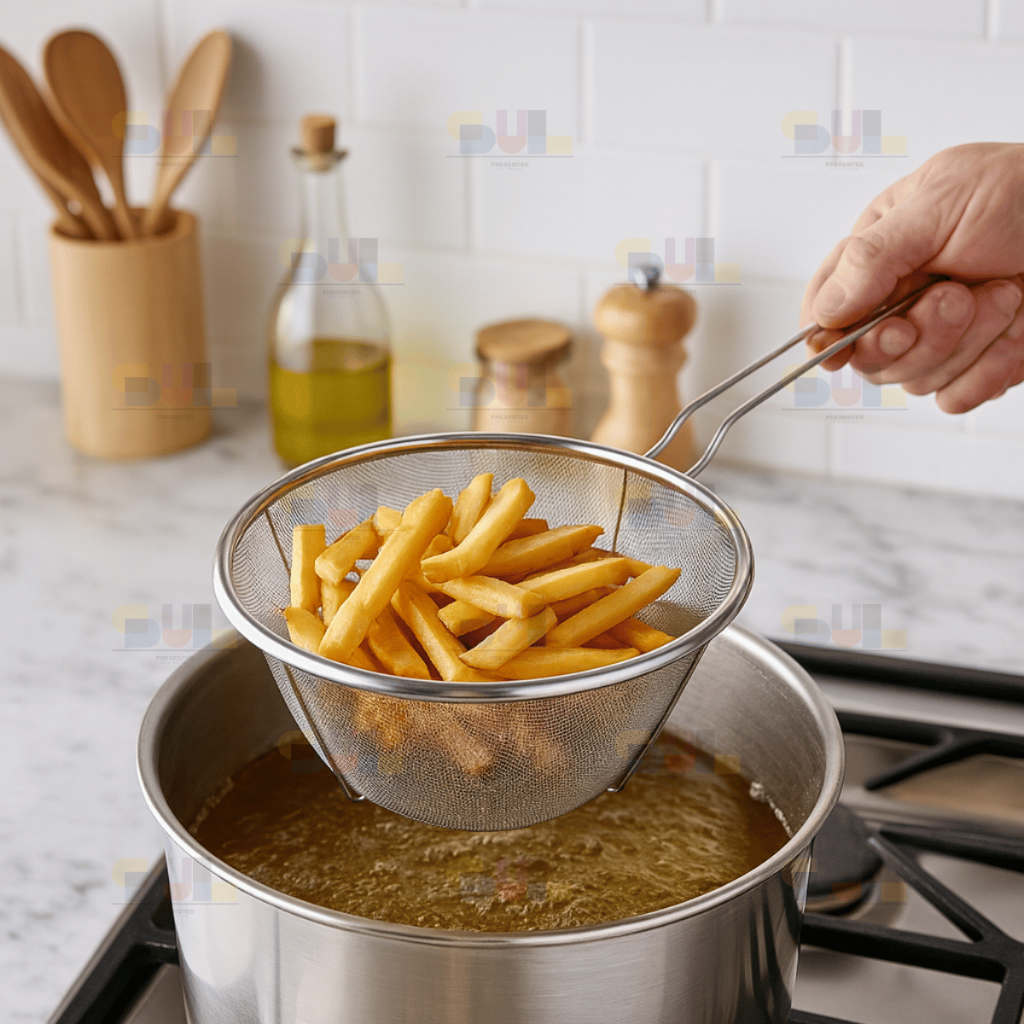 Cesto REFORÇADO Fritura GRANDE 18 CM Petiscos Acompanhamentos Premium Inox