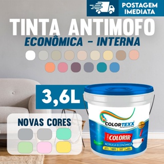 Tinta acrílica 3,6 Litros internas Economica Colortexx Paredes Secagem Rapida 3,6 Litros Cores áreas em Oferta na Shopee