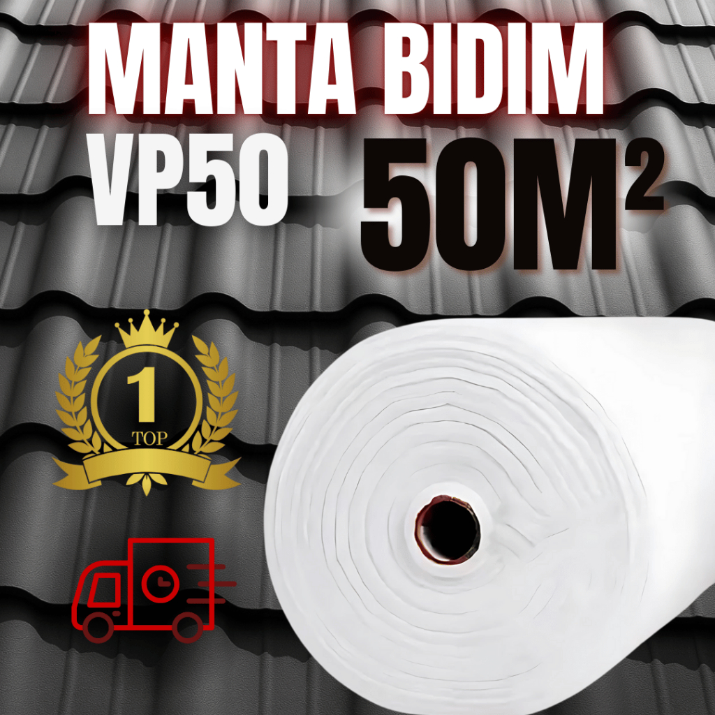 Manta Bidim VP50 50m Estruturante Para Impermeabilização Telhado Laje Anti Infiltração Anti Trincas