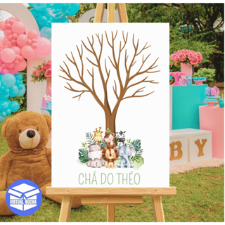 Placa Quadro De Recepção Chá de bebê de fraldas Árvore Digitais Chá Safari Arvore Marrom em Oferta na Shopee