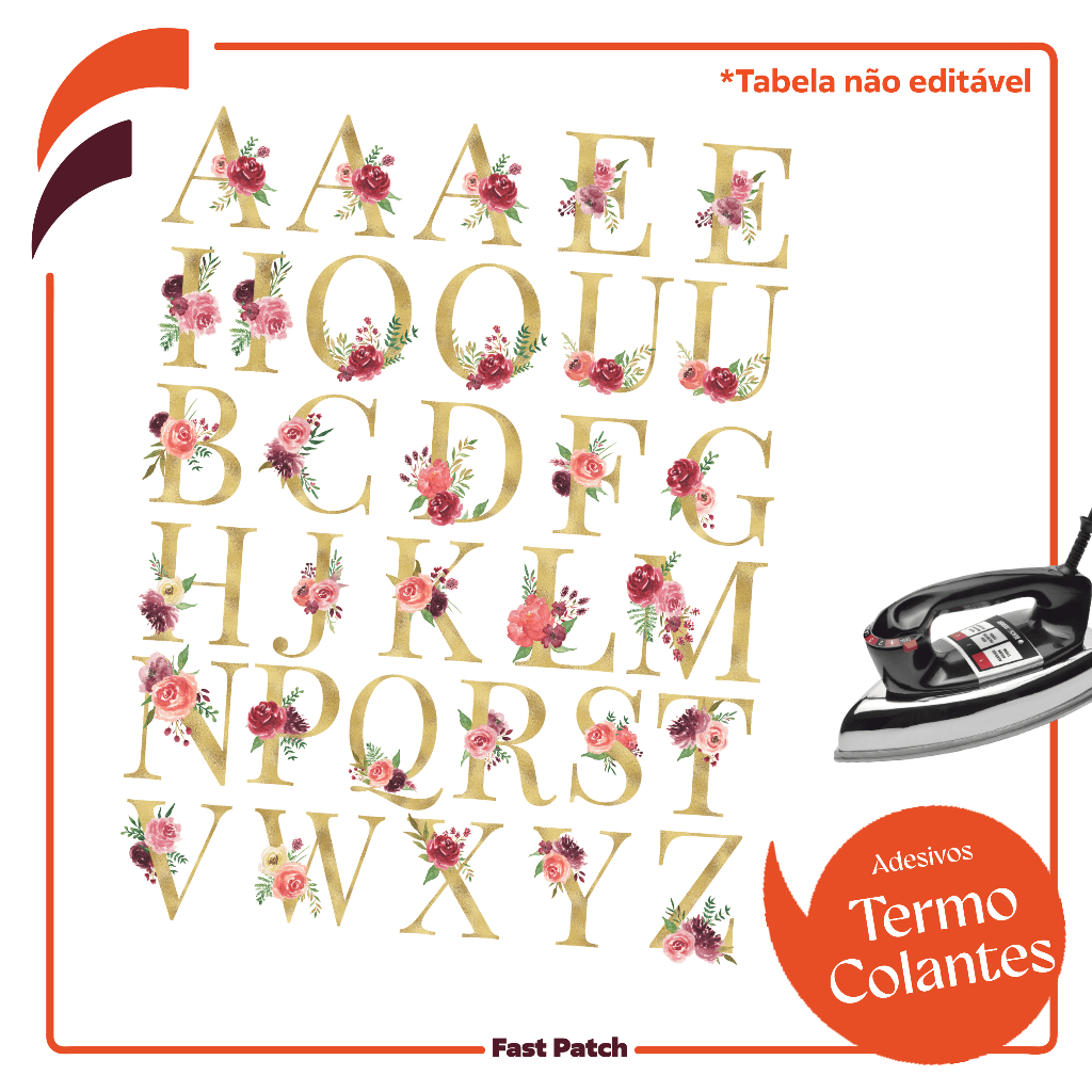 Aplique Monograma Alfabeto Patch Termocolante Para Roupas 2,5cm altura