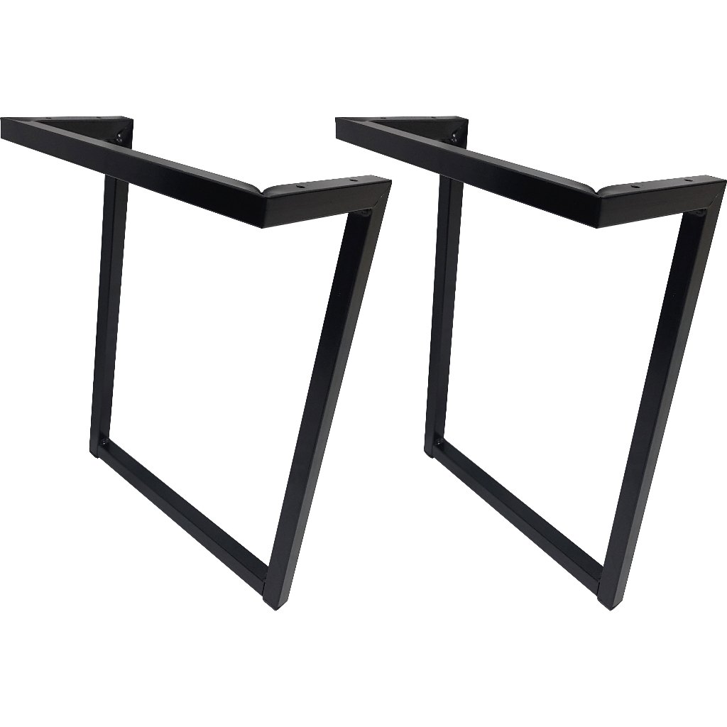 Kit 2 Pé Base Preto Metalon Tubular Industrial 43x32 Mesa Lateral Centro Banco