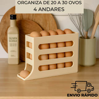 Porta Ovos 4 Andares Rolante Automático Organizador para Geladeira Suporte Deslizante 20 a 30 Ovos em Oferta na Shopee