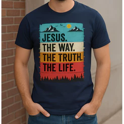 Camiseta Masculina Cristã Jesus O Caminho A Verdade A Vida Camisa 100% Algodão Premium Religiosa