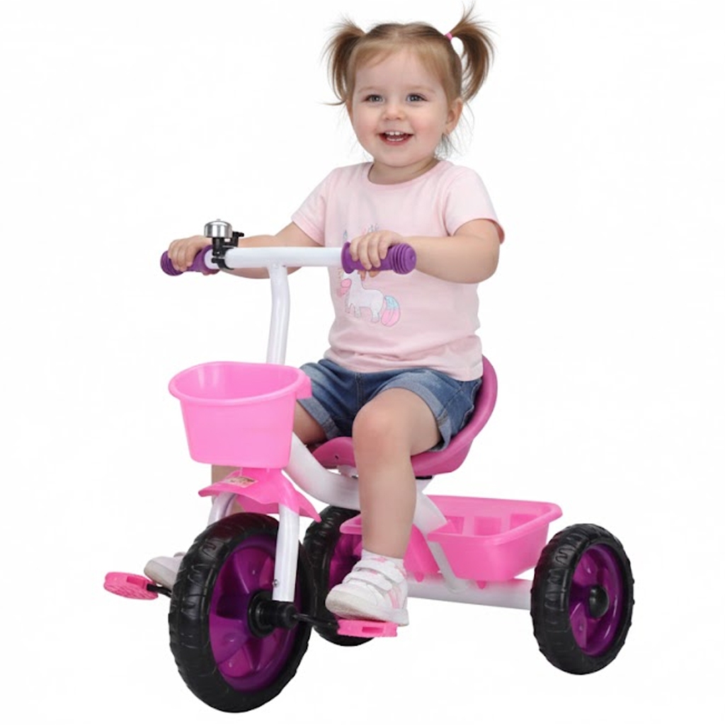 Triciclo Infantil 3 Rodas Carrinho De Passeio Bicicleta Criança Pedal Cesto Companhia 1-3 Anos 25kg