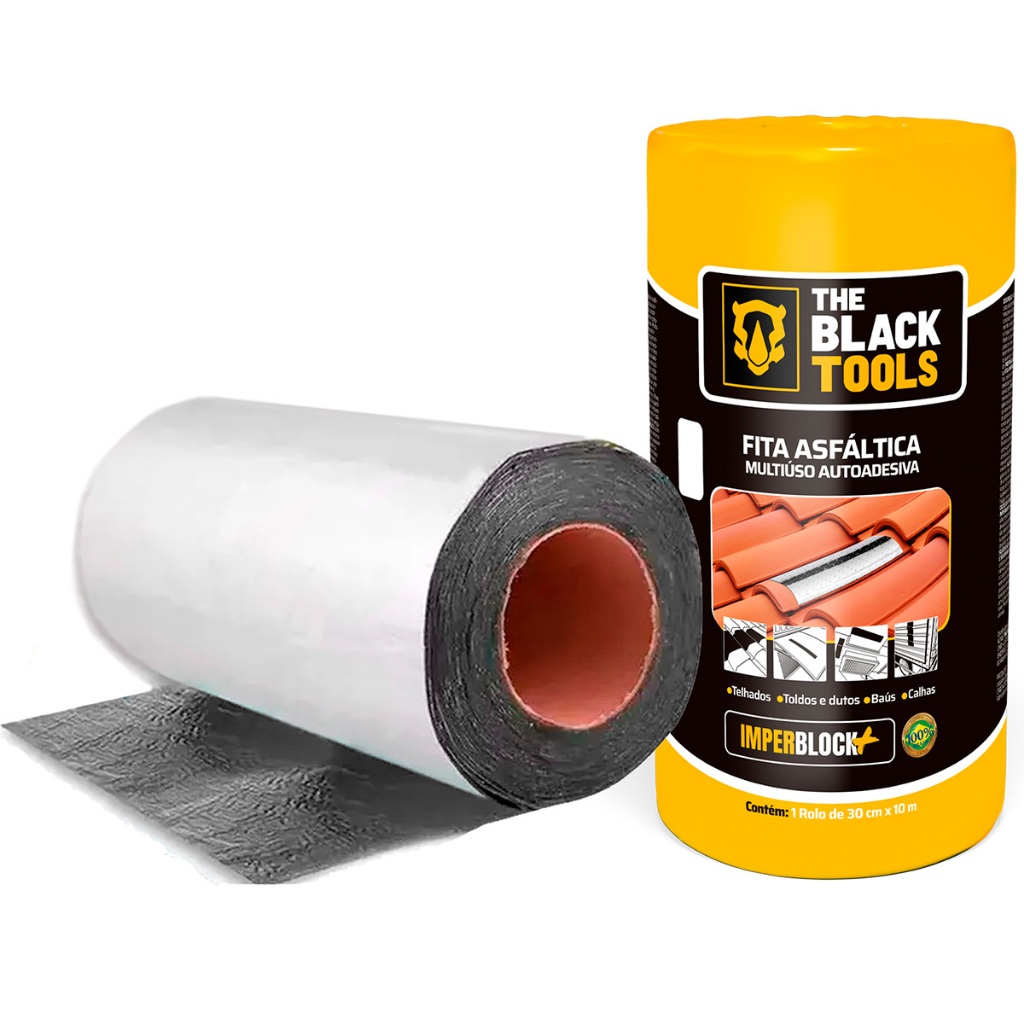 Fita Manta Asfáltica Adesiva Telhados Vedatudo Aluminizada Imperblock 30cm X 10m The Black Tools
