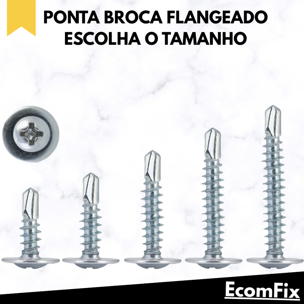 Parafuso Auto Brocante Flangeado Phillips Para Metalon Drywall Steel Frame - Escolha o Tamanho