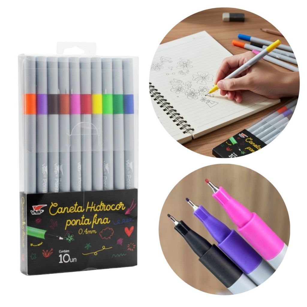 10 Canetas Ponta Fina Escrever Caneta Universitária 0.4mm Fina Escolar Colorida Canetas Lettering em Oferta na Shopee
