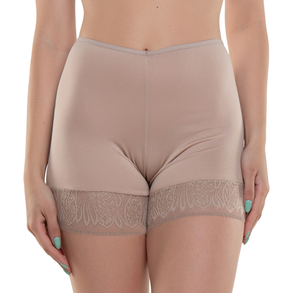 Shorts Bermuda Segunda Pele Modeladora Anágua Renda Cintura Alta Feminina Microfibra Shapewear em Oferta na Shopee