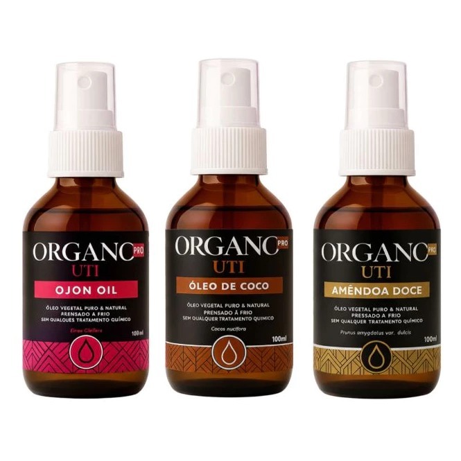 Trio Oils Multifuncional: Ojon, Coco e Amêndoa Doce – Óleos Vegetais 100% Naturais