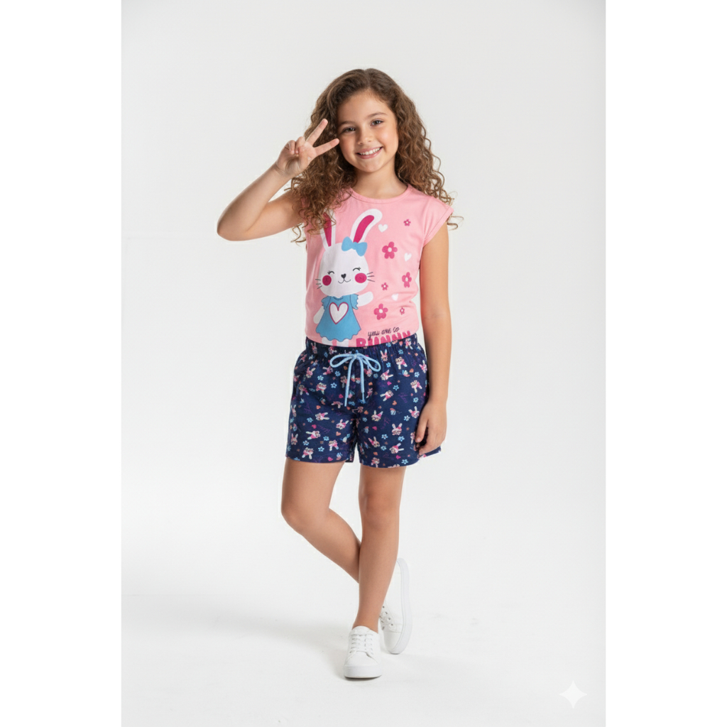 Conjunto Infantil Verão Feminino 2 ao 14 Anos Menina - Pronta Entrega Full — imagem 2 de 2
