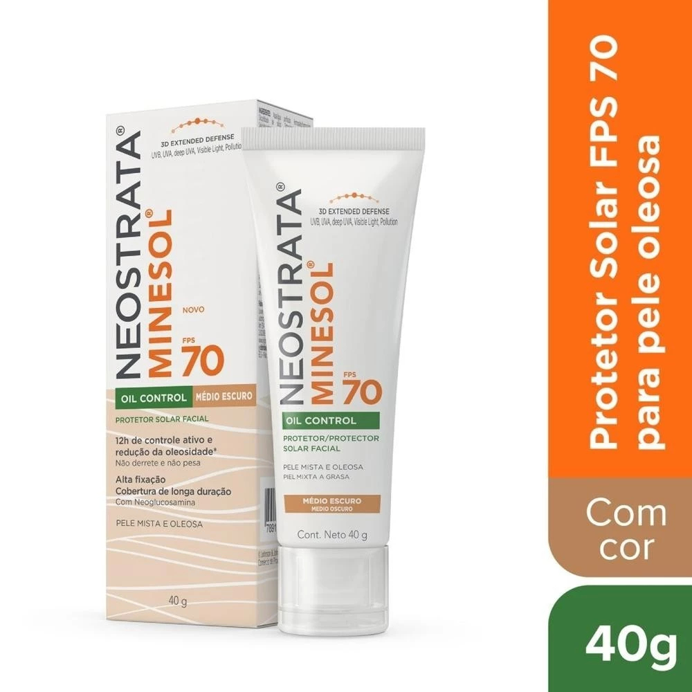 Protetor Solar Facial Neostrata Minesol Oil Control Medio Escuro FPS70 40g