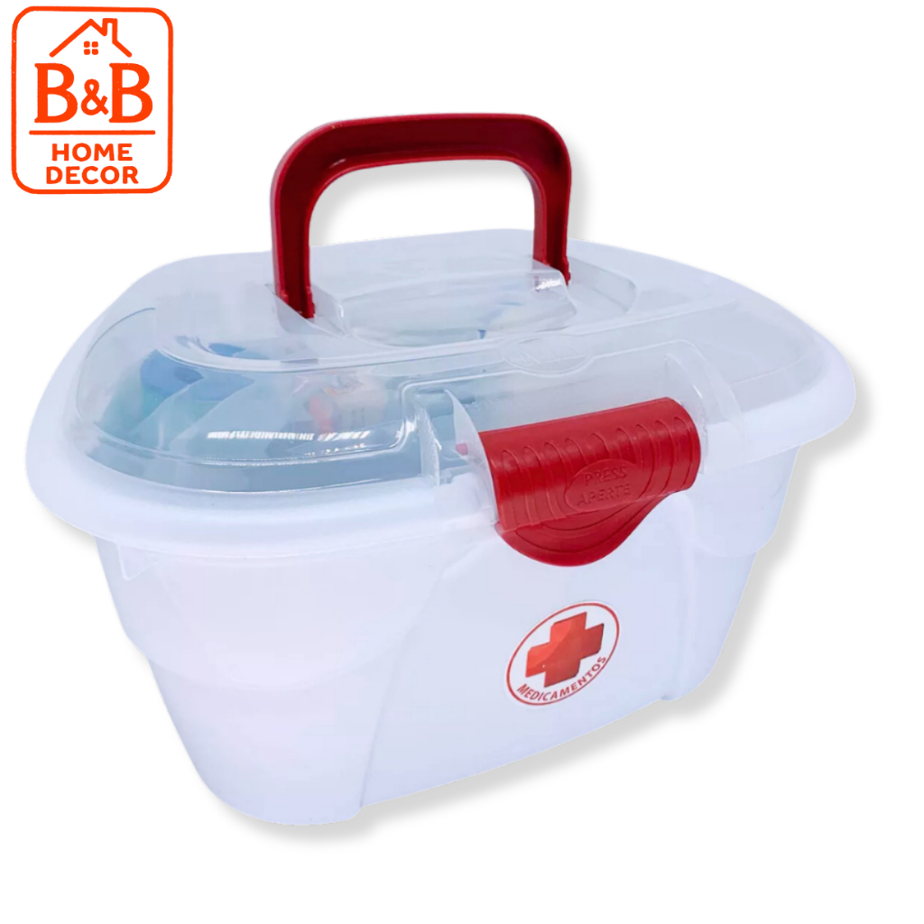 Maleta de Remédios com Compartimentos Ideal para Curativo e Viagens Portátil Box Organizadora