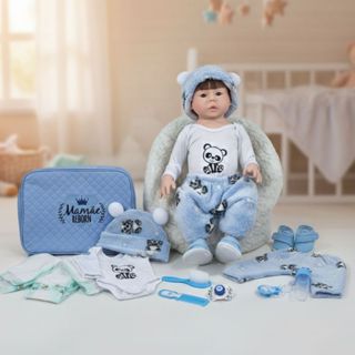 Boneco Bebê Reborn Menino 48cm Enxoval Luxo Roupinha Brilha no Escuro Mamãe Reborn em Oferta na Shopee