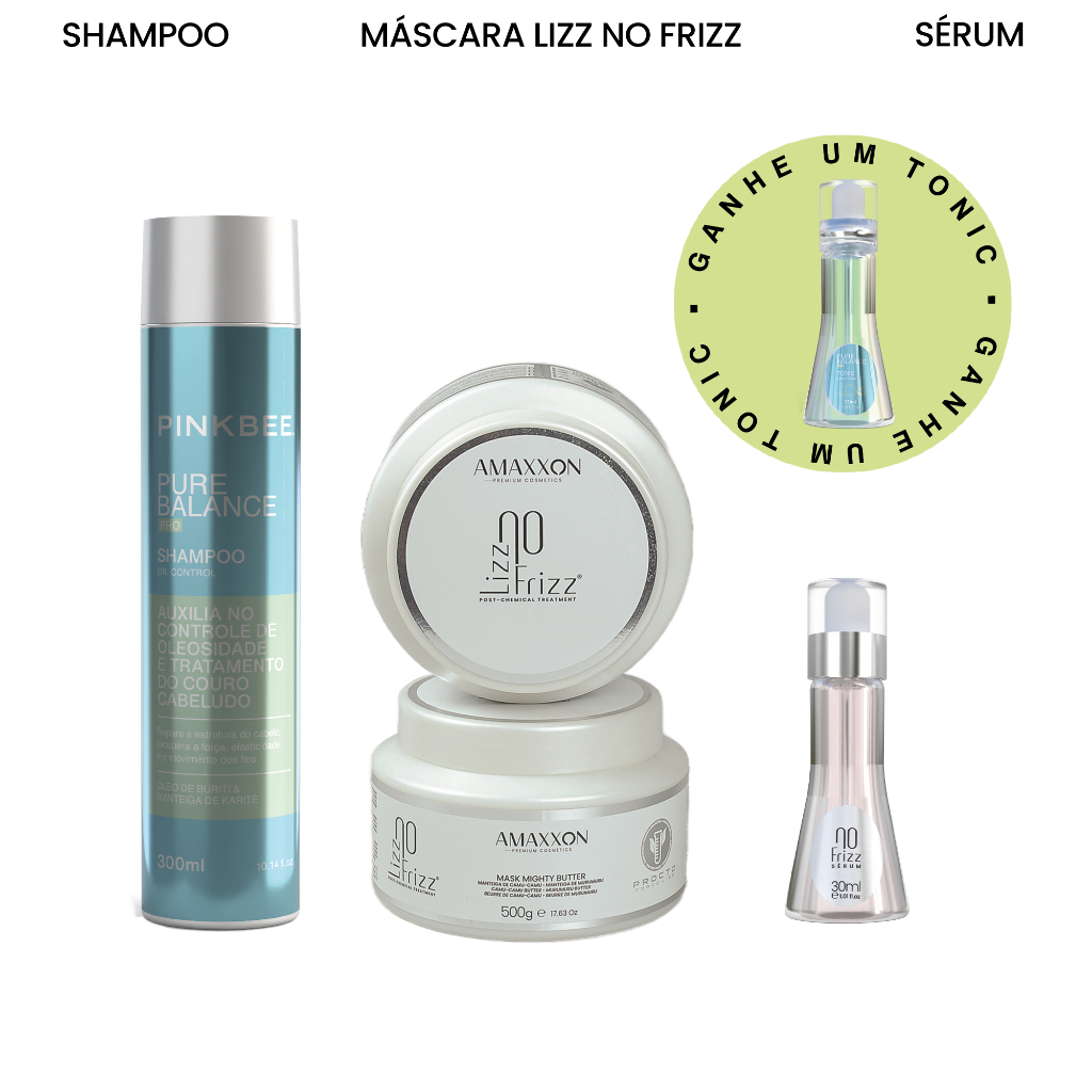 Kit Hidratação e Crescimento Capilar Turbo Lizz No Frizz + Brinde