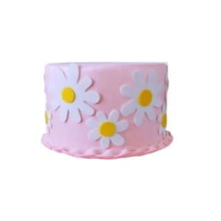 Bolo Fake Falso Margarida rosa 1 andar festa na mesa 15×10 cm em Oferta na Shopee