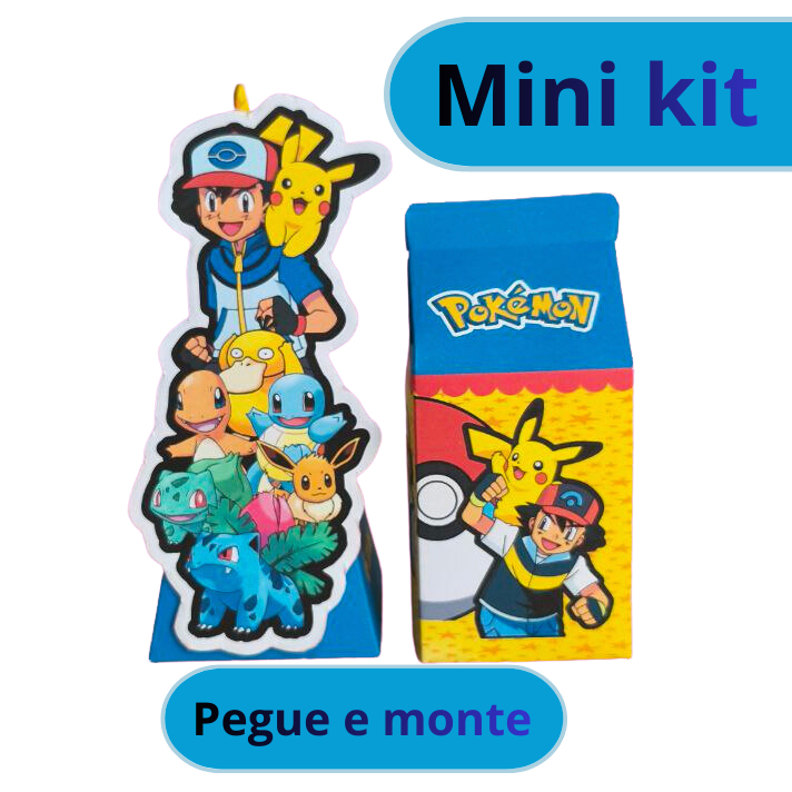 MINI Kit Personalizado - POKEMON - Caixinhas MINATURA para Lembrancinhas - PEGUE E MONTE