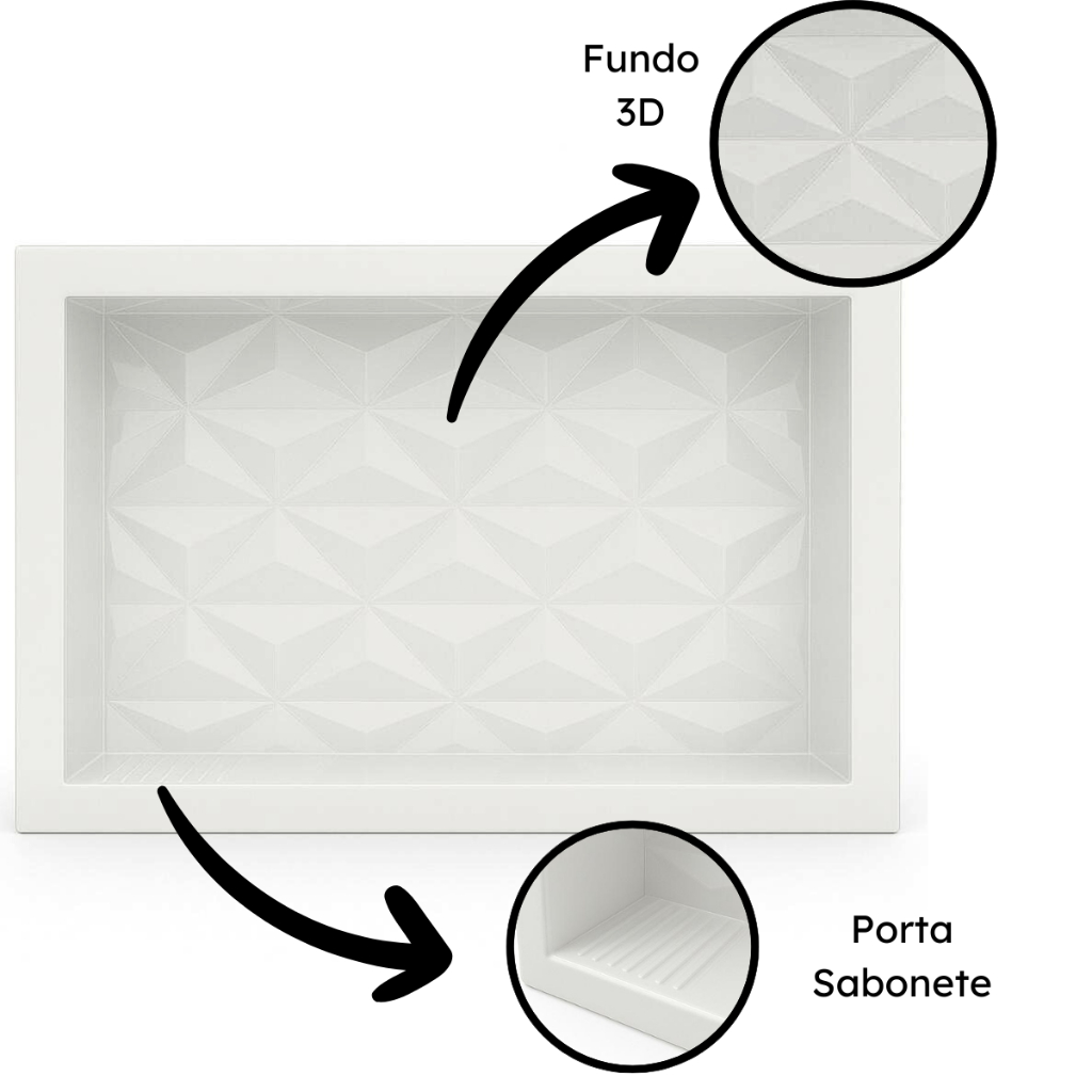 Nicho Banheiro 30x60 Porta Shampoo e Sabonete Embutir Fundo 3d em Oferta na Shopee
