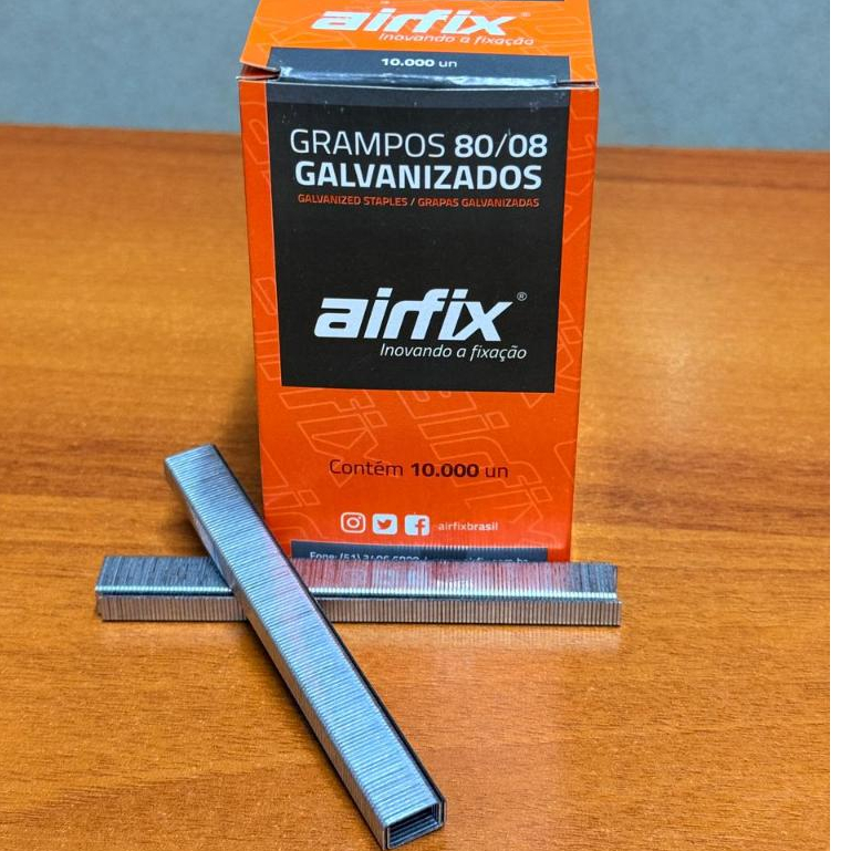 Grampo 80/08 Airfix cx 10.000 grampos tapeceiro para Grampeador pneumático - Quantidades Variadas em Oferta na Shopee
