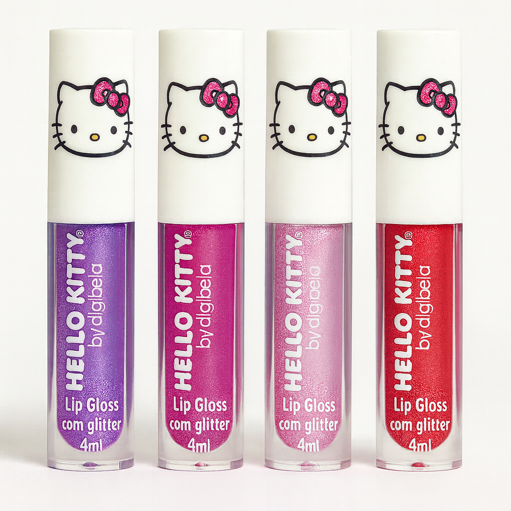 Kit Lip Gloss Labial Infantil Com Glitter Hello Kitty Brilho em Oferta na Shopee