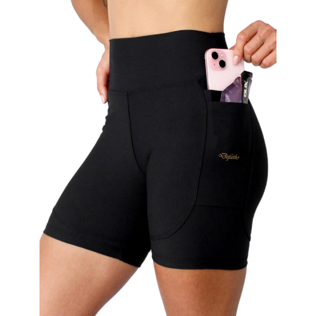 Shorts De Compressão Feminino Para Corrida Colorido Anti-pilling Cós Alto Costura Dupla Com 4 Bolsos em Oferta na Shopee