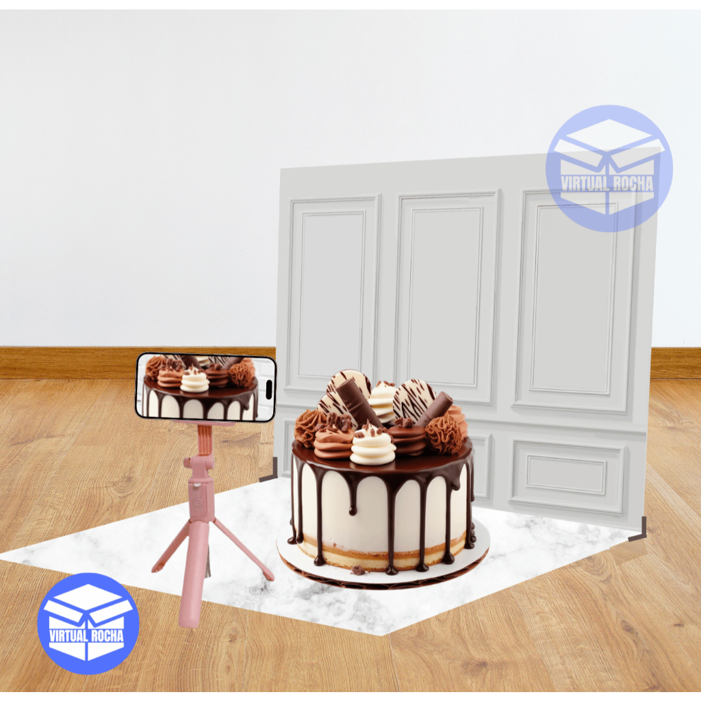 Fundo Fotográfico MDF 2 Peças Mármore Branco com Parede Painel Decorativo Elegante