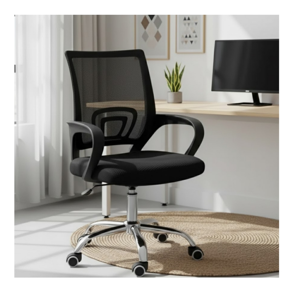 Cadeira Presidente Ergonômica com Tela Mesh Preta – Elegância e Conforto no Escritório