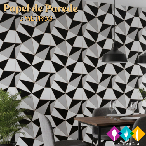 Papel de parede 3D triângulo preto autoadesivo