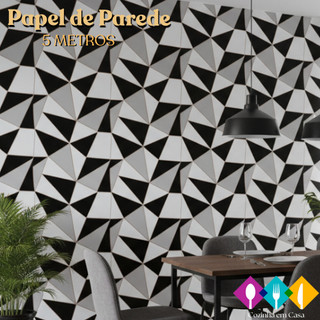 Papel de parede 3D triângulo preto autoadesivo