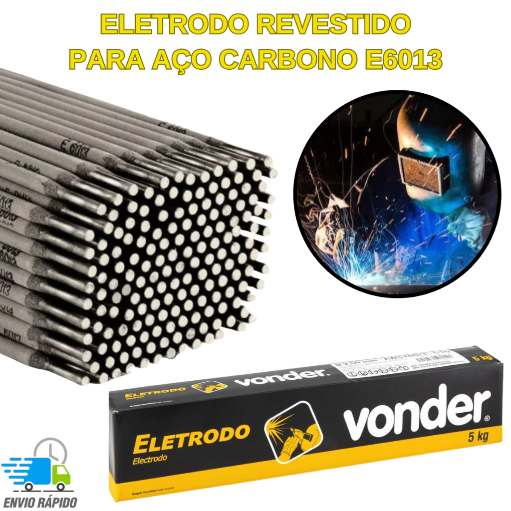 Eletrodo Serralheiro revestido 6013 3,25 mm Profissional Original Vonder Solda Aço carbono