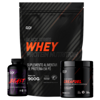 Kit Whey Protein Nutrition 900g, Creatina 50% 300g e Termogênico 60 Cápsulas - GO NUTRITION
