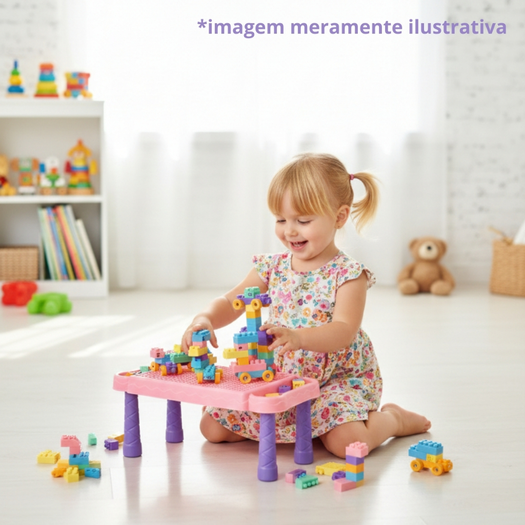 Mesa De Atividades Infantil com Blocos De Montar Interativa Didática