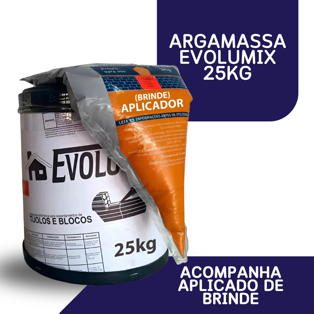 Argamassa Barrica Evolumix 25kg Cola Tijolo Bloco Alta Aderência Durabilidade Resistência à Umidade