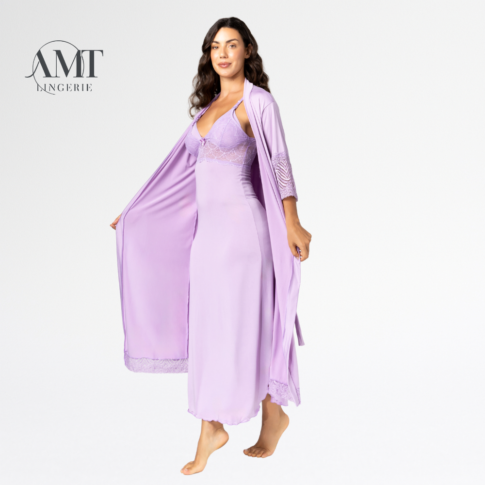 Kit Camisola Amamentação Longa + Robe Longo Feminino | Conforto, Praticidade e Elegância para Gestantes e Lactantes em Oferta na Shopee