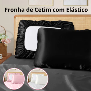 Fronha de Cetim COM ELÁSTICO | Tamanho Padrão 50x70 | Macia, Prática e Antifrizz | Ideal para Viagen