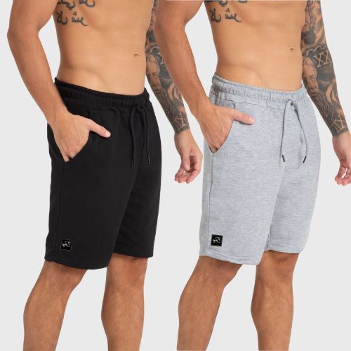 Kit 2 Peças Bermuda Moletom Masculino Esportivo Casual com Bolso e Elástico